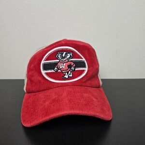 Wisconsin Badgers Hat Cap Mens Strap Back‎ Red Patch Logo NCAA College Football